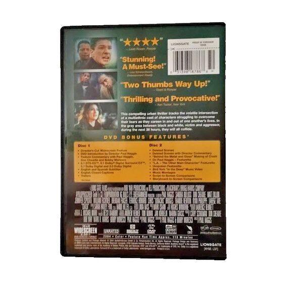 Crash-2 Disc Director's Cut Edition 2004 Movie Thriller Drama Sandra Bullock - Picture 2 of 3